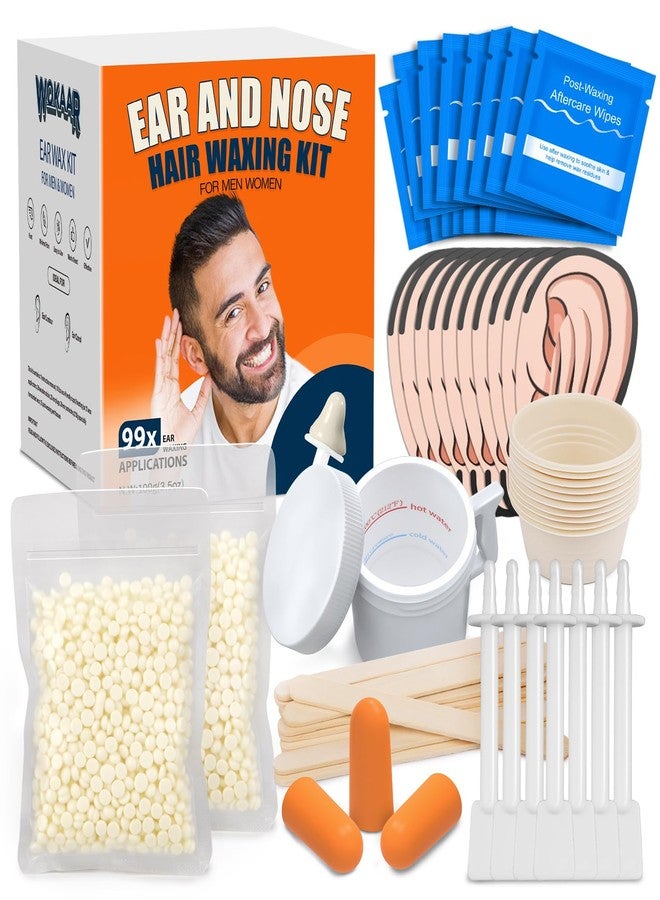 Wokaar Ear Hair Removal Kit for Nose and Eyebrow | 100 g Wax, 30 Sticks | Nose Wax Kit for Men and Women | Includes Balm Wipes,Earplugs, Ear Protectors | Lasts up to 5 Weeks | No Microwave Needed - Image 1